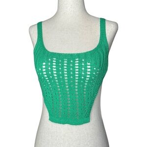 NWT Kolly Vibrant Crochet Crop Tank Top - S - Green
